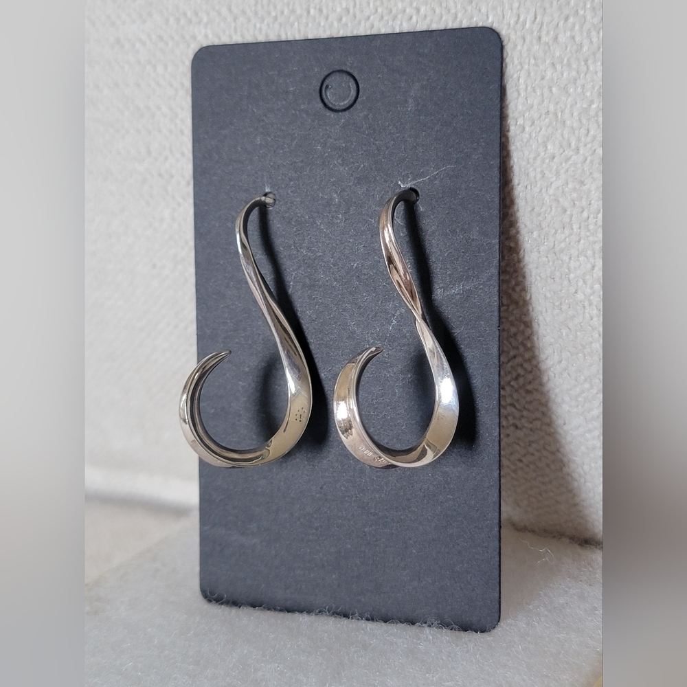 Estate Sterling Silver Sculptural Earrings – 925 India, Under 2”